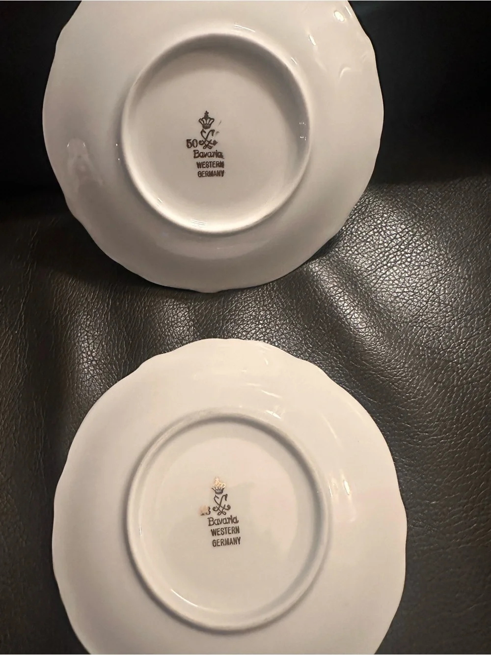 Vintage White Porcelain Saucer Pair with Pink Rose Accents
